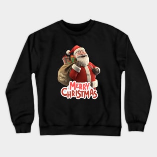 Smiling Santa Claus Merry Christmas Crewneck Sweatshirt